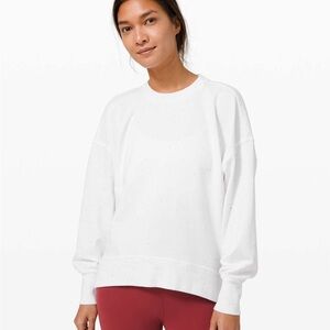 Lululemon White Confetti Back In Action Crewneck